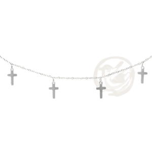 Tobillera cruces plateada