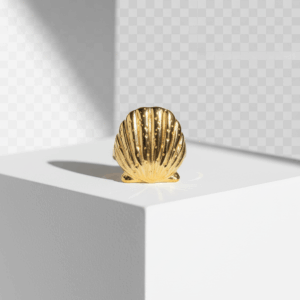 Anillo almeja dorada plana