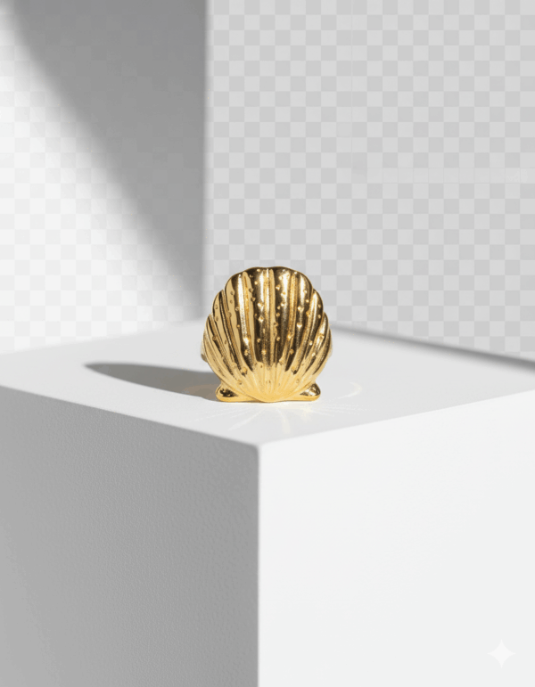 Anillo almeja dorada plana