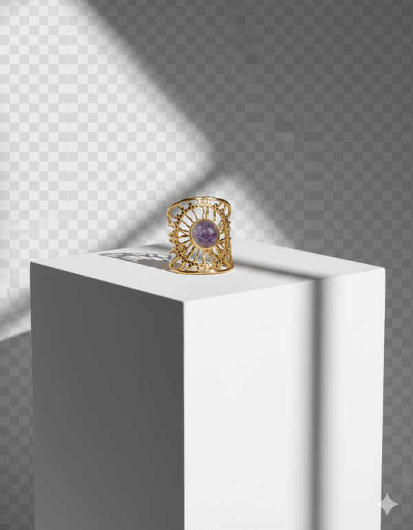 Anillo atrapasueños con piedra africana lila