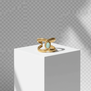 Anillo cadena con amazonita ovalada