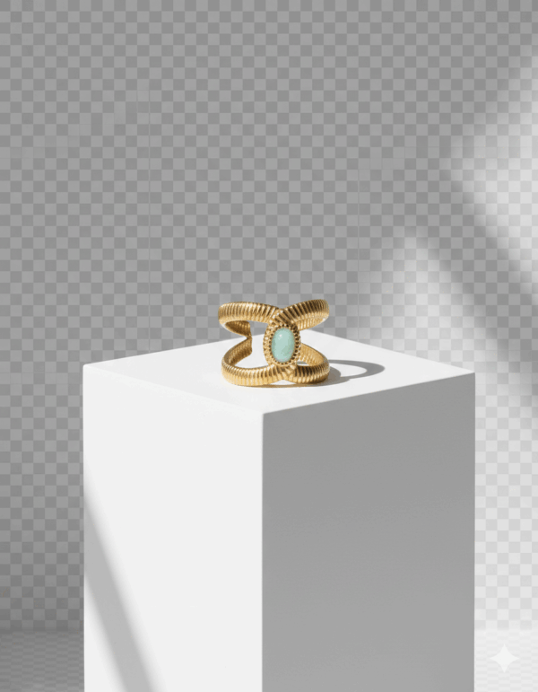 Anillo cadena con amazonita ovalada