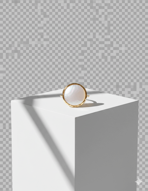 Anillo con piedra nacar redonda