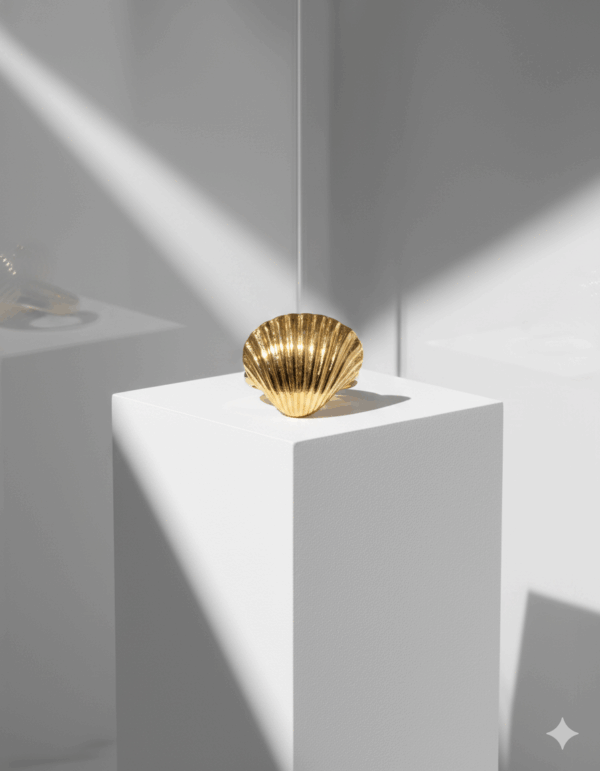 Anillo dorado concha de mar