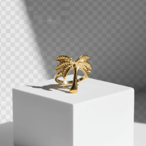 Anillo dorado palmera