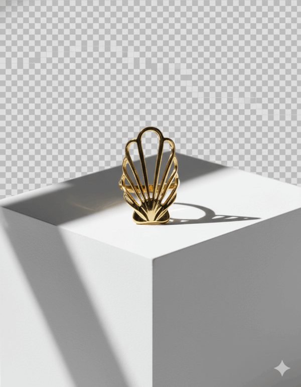 Anillo dorado silueta de concha