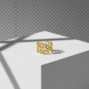 Anillo dorado silueta de flores