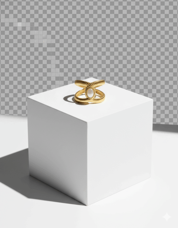 Anillo estilo cadena con nacar ovalado