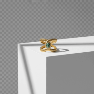 Anillo estilo cadena con piedra africana ovalada