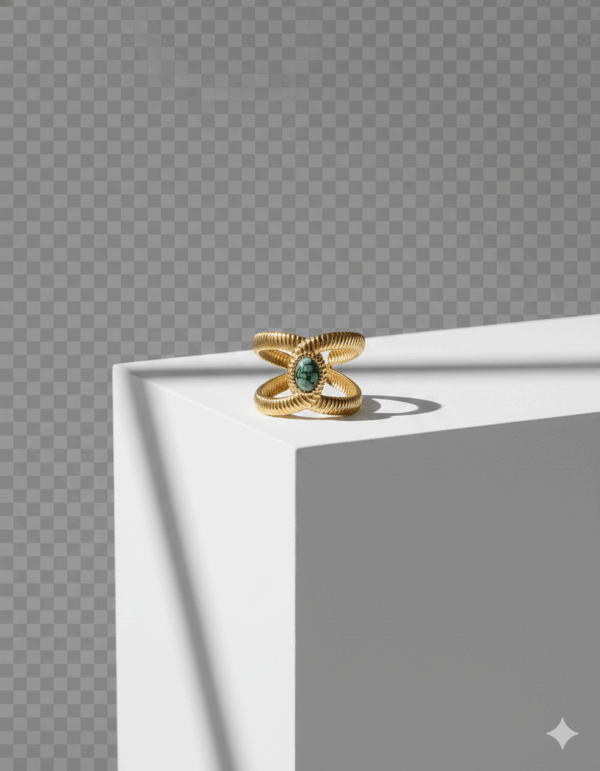 Anillo estilo cadena con piedra africana ovalada