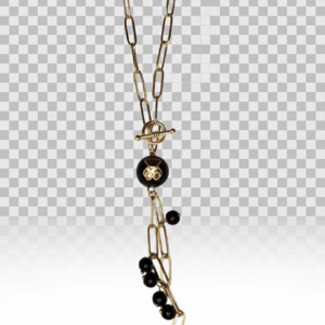 Collar Largo Dorado con Osito Negro