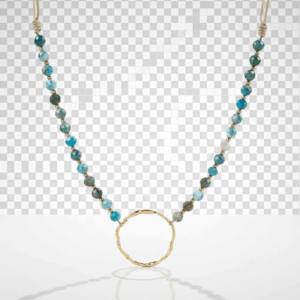 Collar ajustable circulo con piedra apatita azul