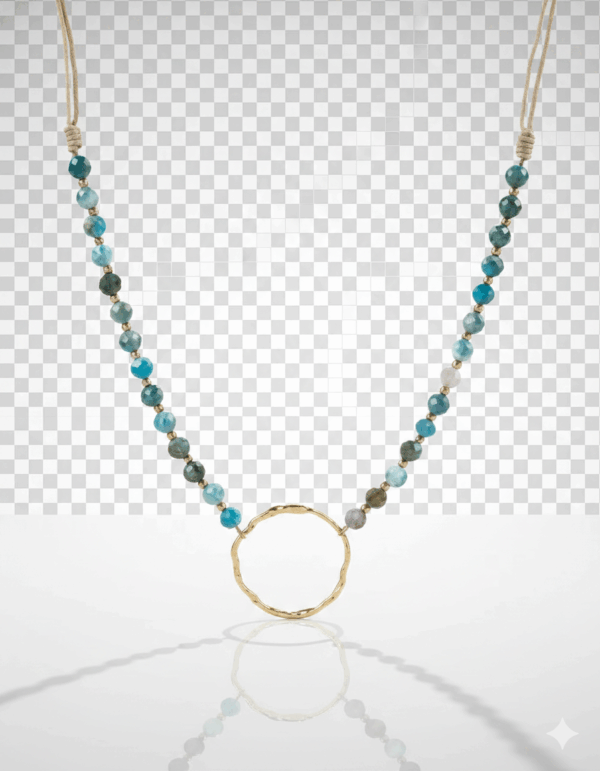 Collar ajustable circulo con piedra apatita azul