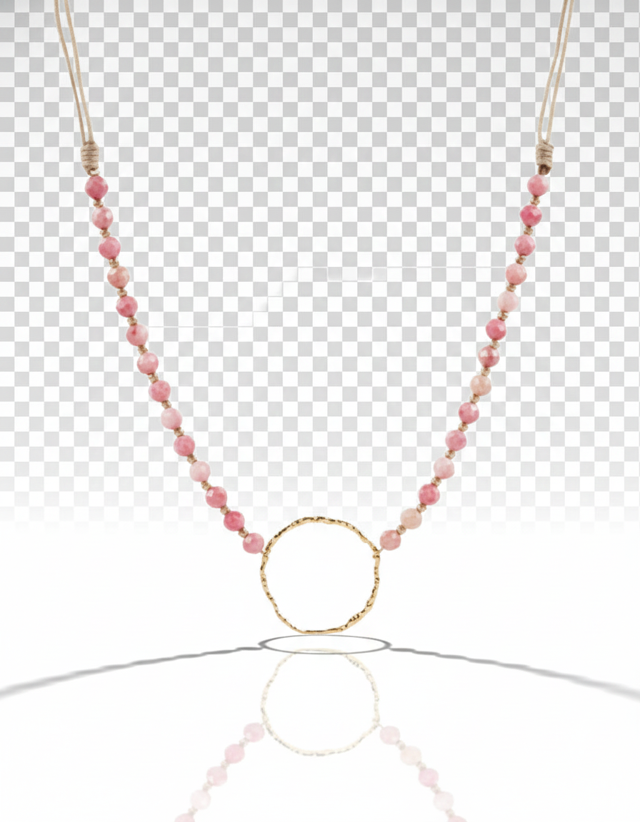 Collar ajustable piedra natural rodocrosita