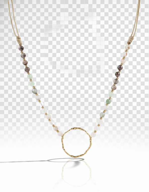 Collar circulo con piedra muticolor