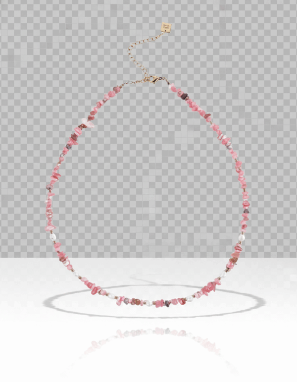 Collar con piedra natural rodocrosita irregular