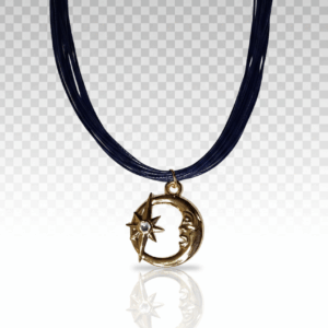 Collar de Luna y Sol con Cuerda Azul