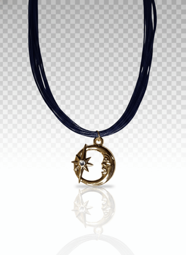 Collar de Luna y Sol con Cuerda Azul