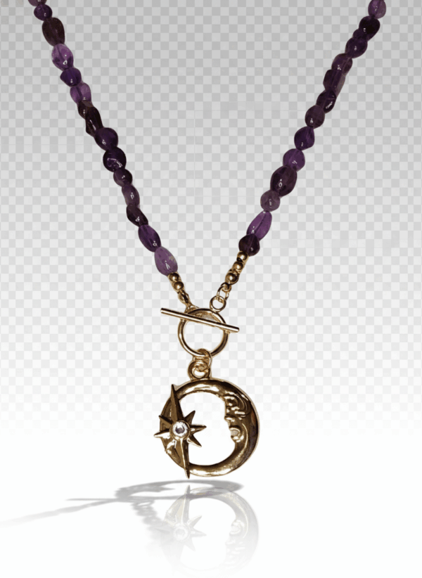 Collar de Luna y Sol con Imitación de Amatista