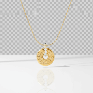 Collar dorado con amazonitas colgante circulo