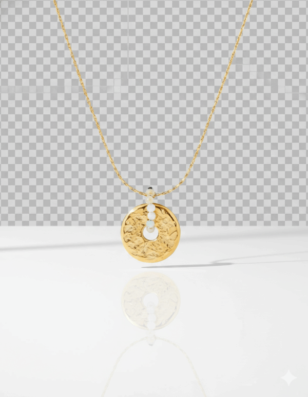 Collar dorado con amazonitas colgante circulo