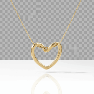 Collar dorado con colgante corazon enredado