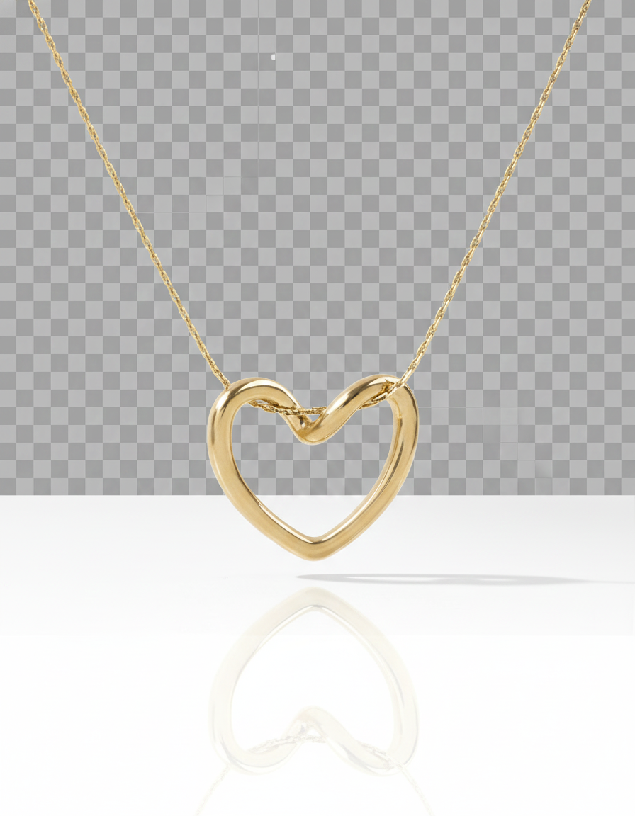 Collar dorado con colgante corazon enredado