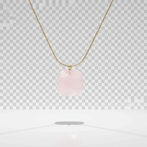 Collar dorado con colgante cuarzo rosa