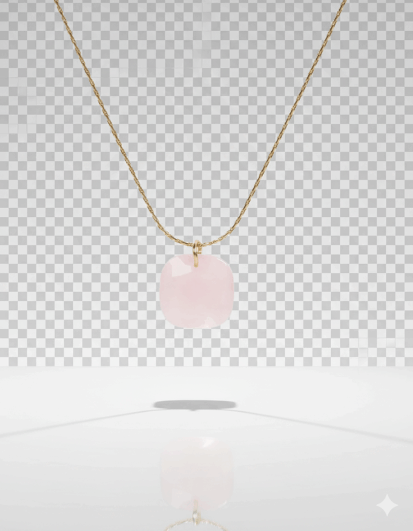 Collar dorado con colgante cuarzo rosa