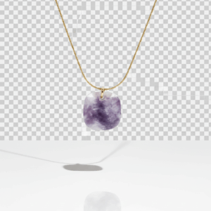 Collar dorado con colgante lepidolita