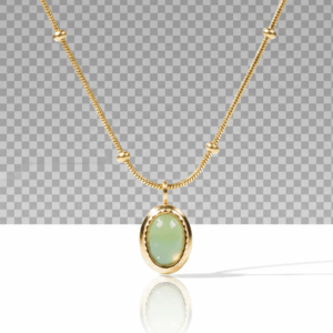 Collar dorado con colgante ovalado turquesa