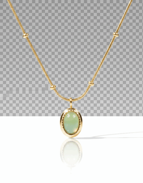 Collar dorado con colgante ovalado turquesa