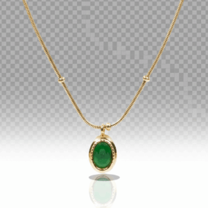 Collar dorado con colgante ovalado verde