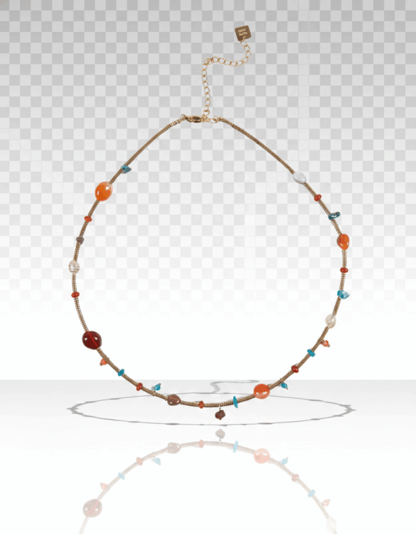 Collar dorado con piedra natural colores