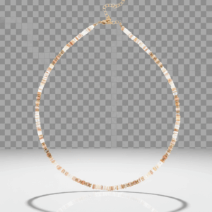 Collar dorado con piedra natural de cuarzo rosa