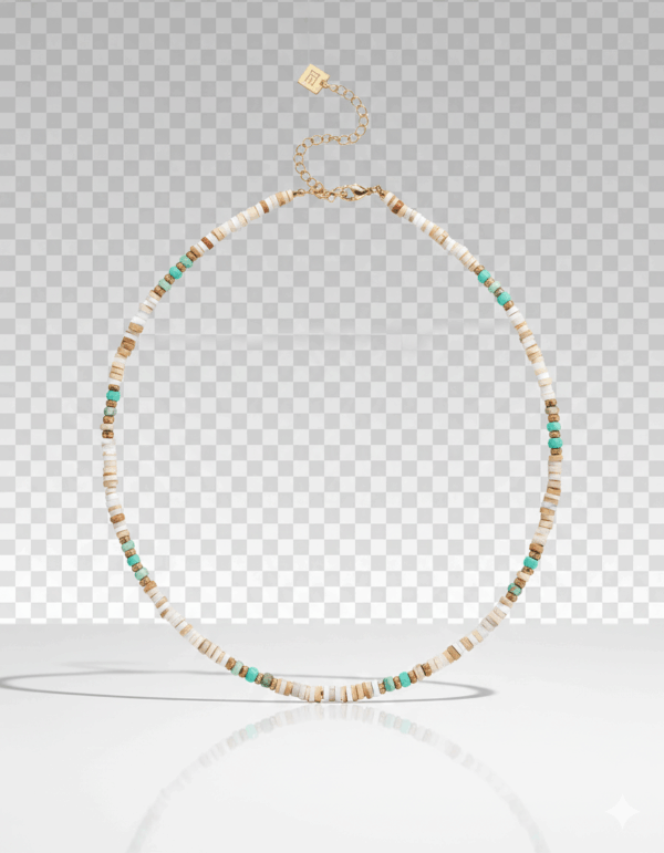 Collar dorado con piedra natural turquesa