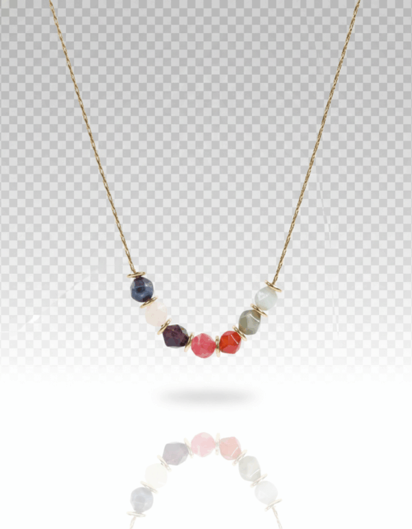 Collar dorado con piedras naturales multicolor