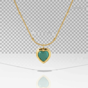 Collar en forma de corazón con piedra turquesa