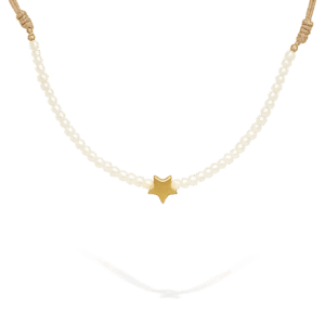 Collar estrella dorada con perlas de rio
