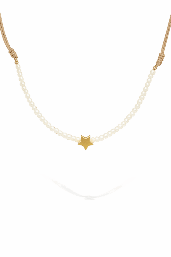 Collar estrella dorada con perlas de rio