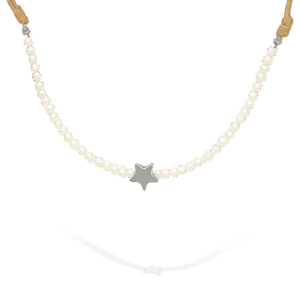 Collar estrella plateada con perlas de rio