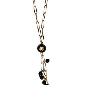 Collar Largo Dorado con Osito Negro