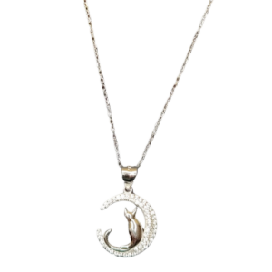 Collar de Plata con Luna Menguante y Gatito