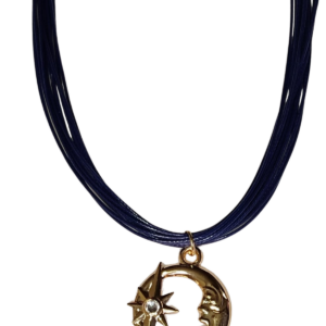 Collar de Luna y Sol con Cuerda Azul