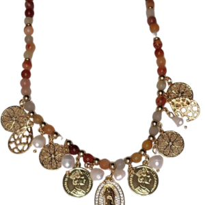 Collar con Medallas y Piedras Ojo de Tigre