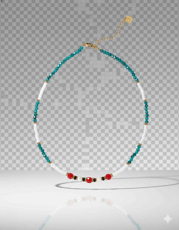 Collar multicolor con piedra turquesa natural