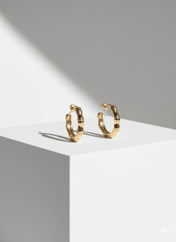 Pendientes Dorados Estilo Bambú