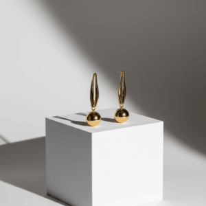 Pendientes Dorados Largos con Esfera