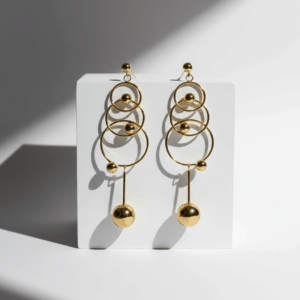 Pendientes Dorados con Aros y Esferas