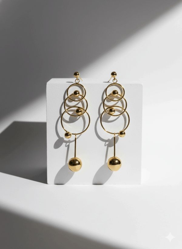 Pendientes Dorados con Aros y Esferas